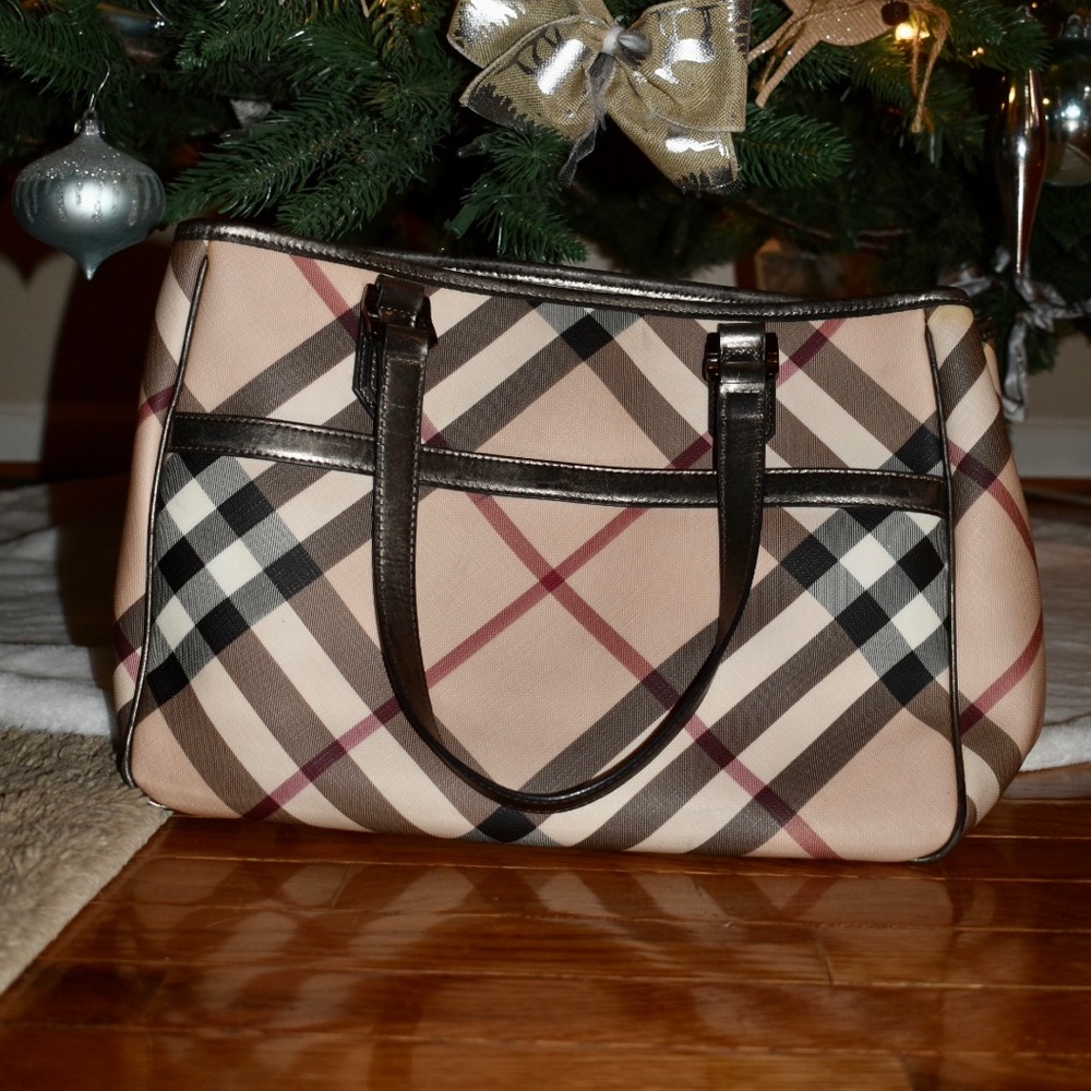 Authentic Burberry Supernova Check Tote Bag with Shoulder Straps